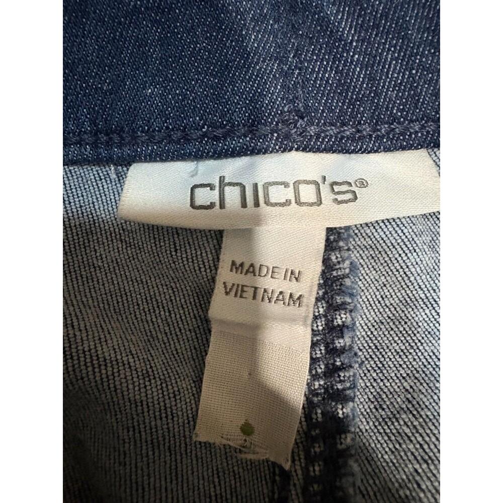Chico's Women's Wide Leg Denim Jeans Size 2R US 12R Drawstring Dark Wash Blue - Picture 7 of 9